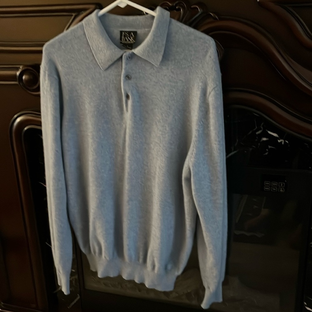 Jos. A. Bank cashmere Blue gray sweater SZ L